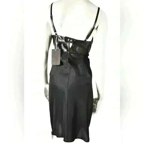 NWT FW14 BELSTAFF Black Satin Poly Bustier Mini Cocktail Dress 40EU Small Italy - Picture 3 of 11